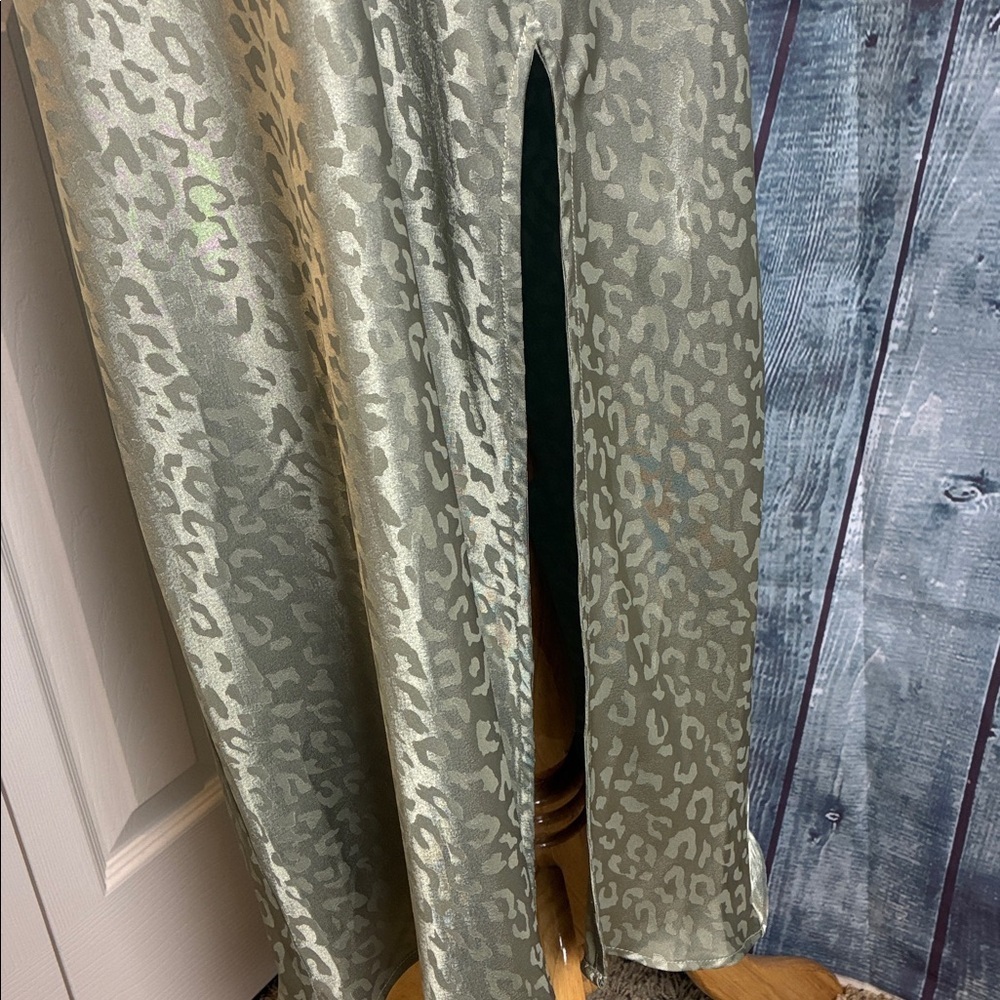 Show Me Your Mumu Zio Dress Sz L Sage Green Cheetah Slip Dress Coquette Lingerie - Picture 11 of 16